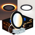 6 in Black Recessed Lights 24 Pack - Slim Canless Dimmable
