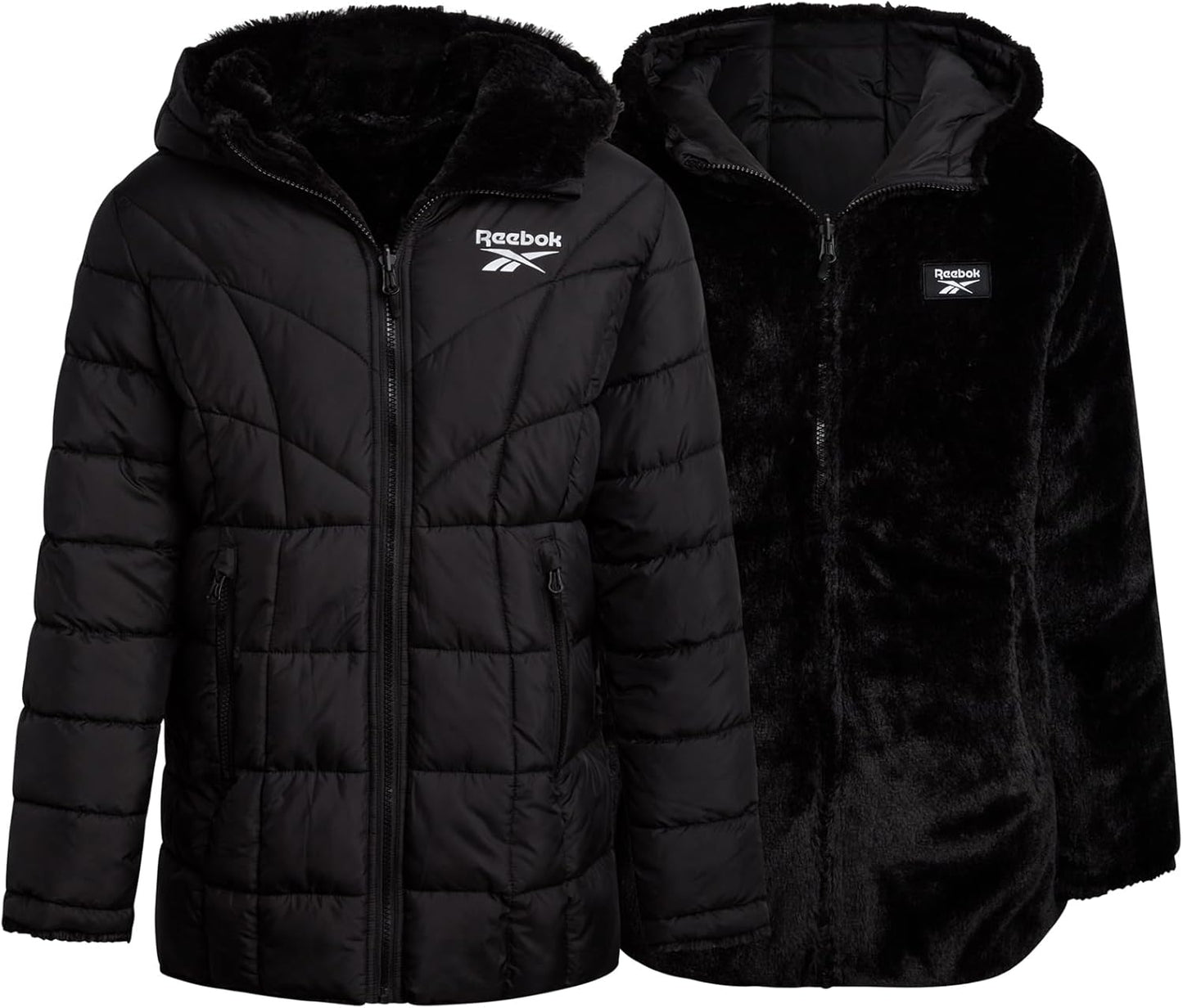 Reversible Girls Puffer Jacket With Fur - Winter Essential
