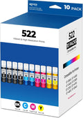 522 Ink Refill Bottles for ET-2800 ET-4800 ET-2720 - Value 10 Pack