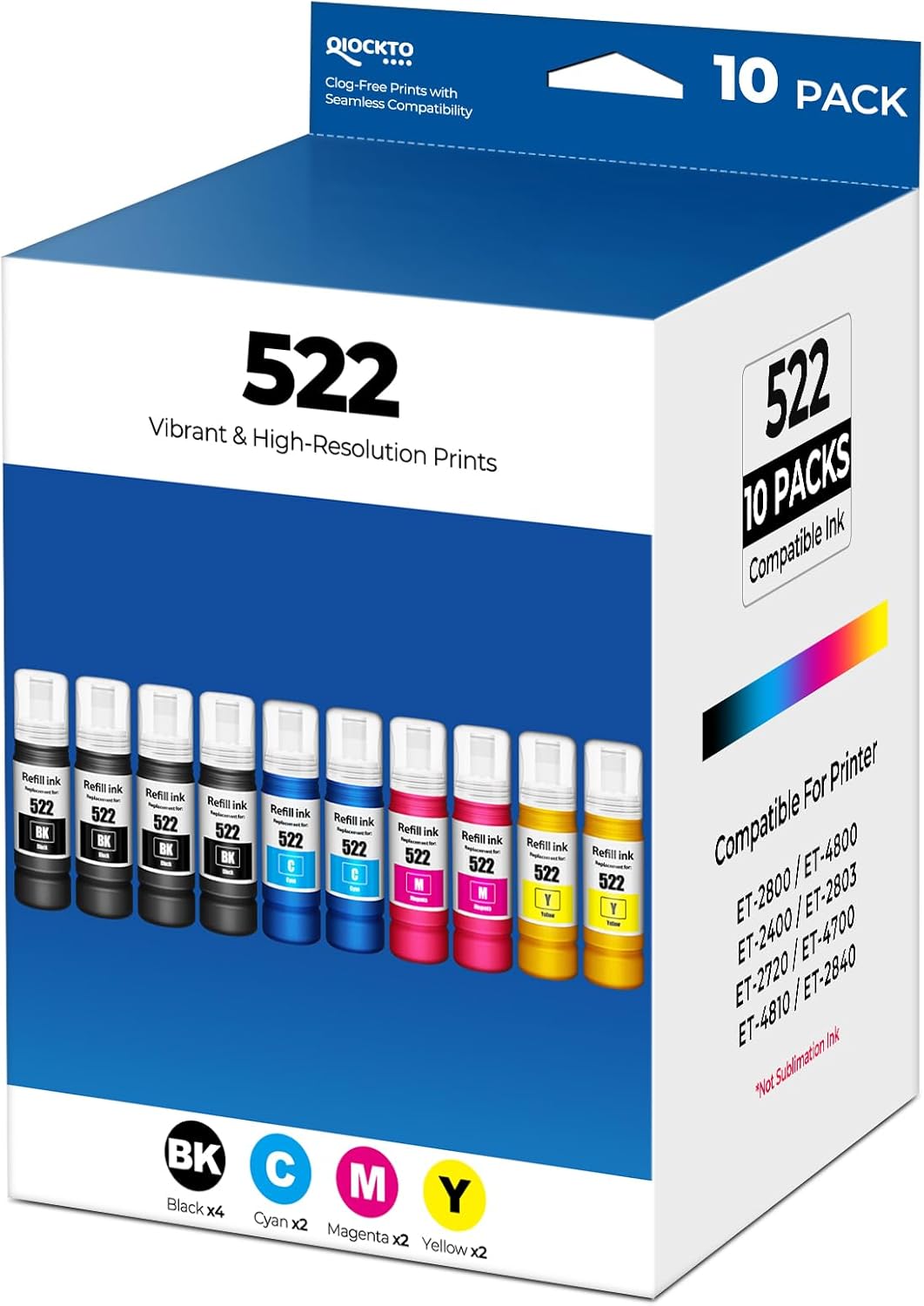 522 Ink Refill Bottles for ET-2800 ET-2400 ET-4800 Printers
