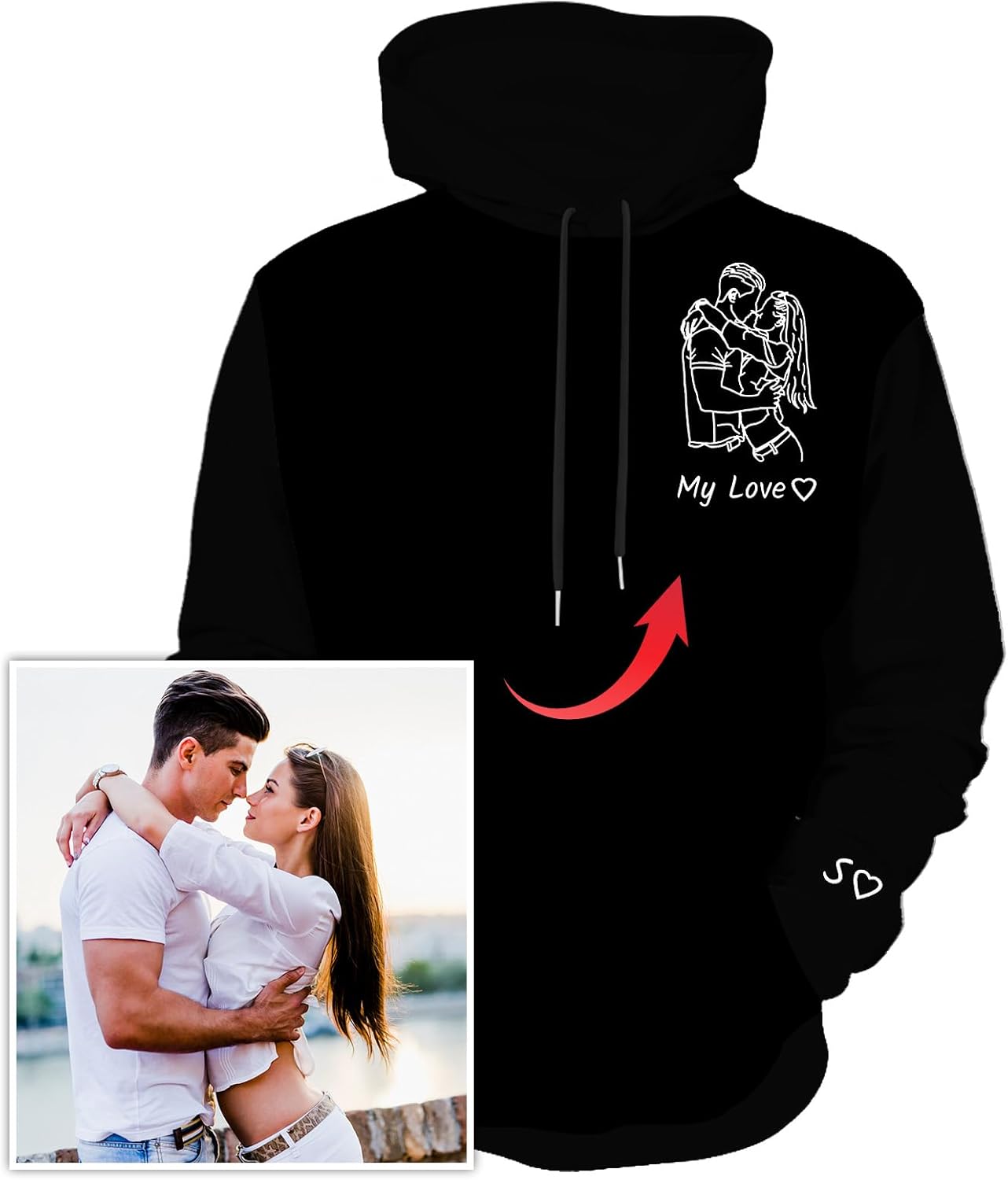 Personalized Portrait Hoodies for Couples