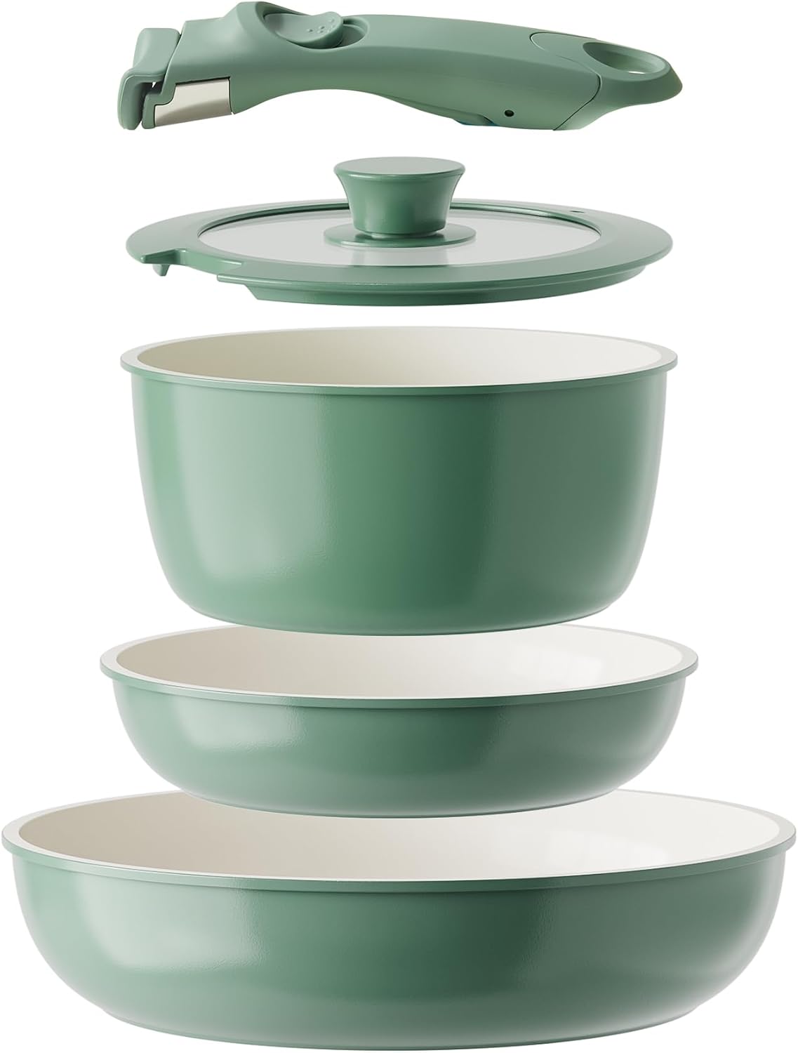 Redchef Ceramic Cookware Set: Non-Stick, Removable Handle Pots