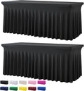 2 Pack Black Spandex Table Covers for 6 Foot Rectangle Tables