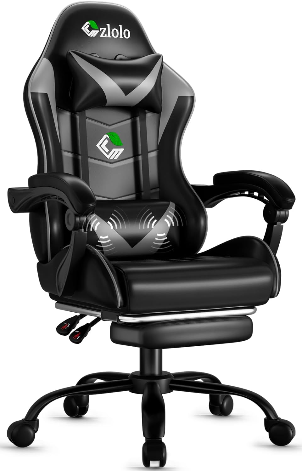 Ergonomic Gaming Chair with Footrest and Lumbar Support Massager