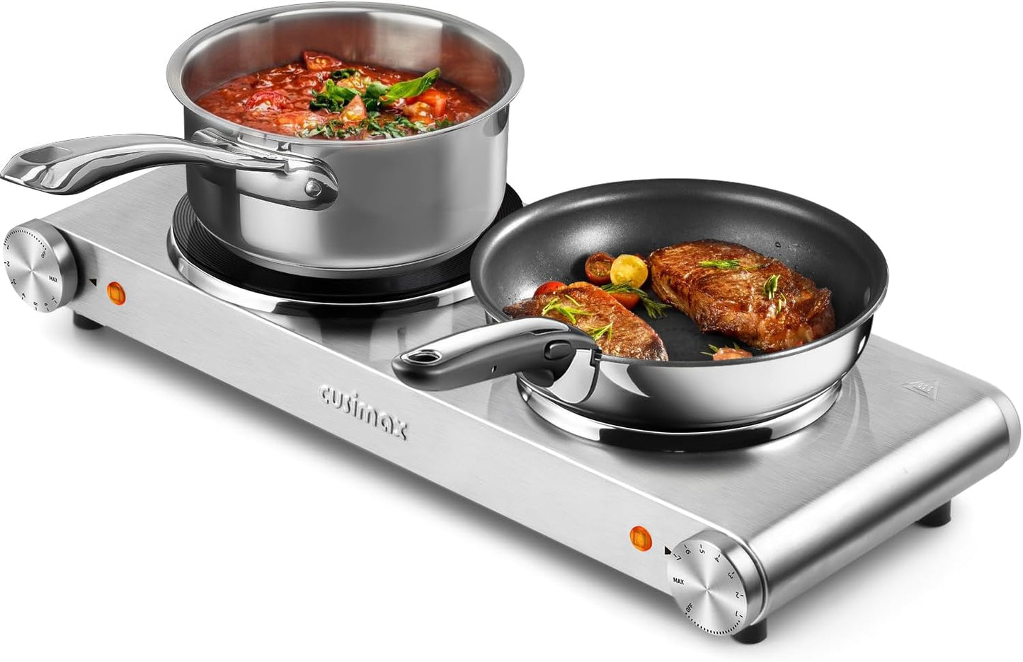 CUSIMAX Electric Hot Plate for Cooking - 1800W Double Burner
