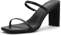 Carcuume Women's Square Toe Two Strap Block Heels Sandals - Stable 3