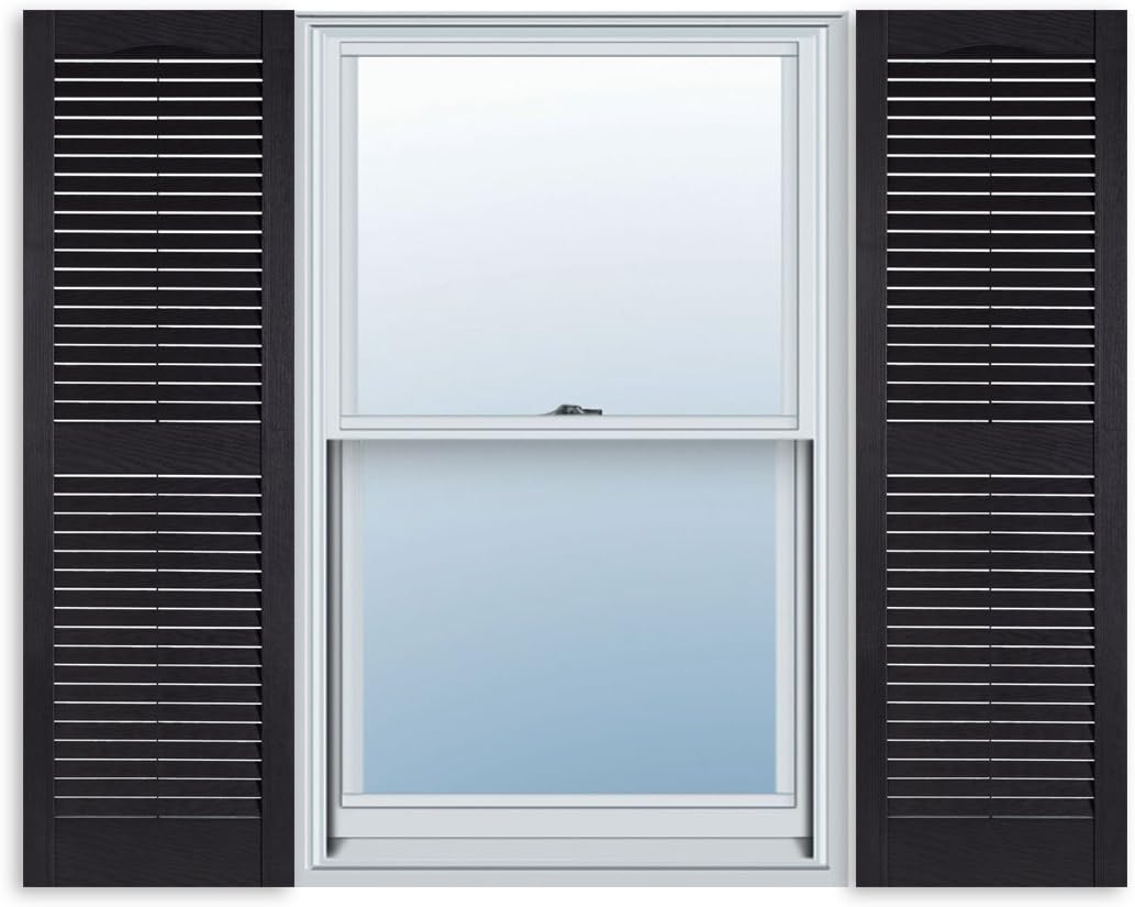 Exterior Solutions Standard Louver Vinyl Shutter Pair, 15in x 47in