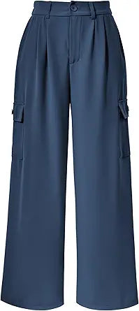 PRETTYGARDEN Women's Wide Leg Cargo Pants for Business Casual Wear