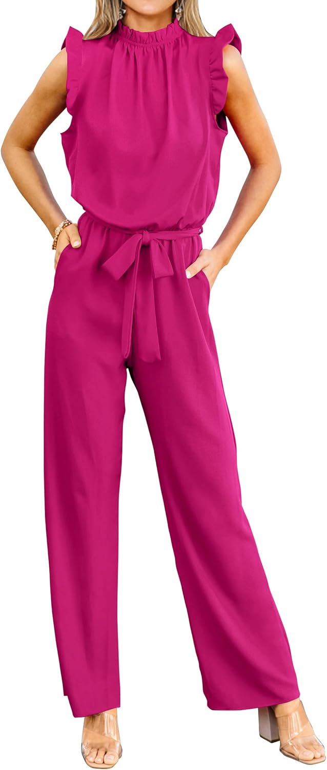 Stylish KIRUNDO Jumpsuits for Women with Ruffle Mock Neck
