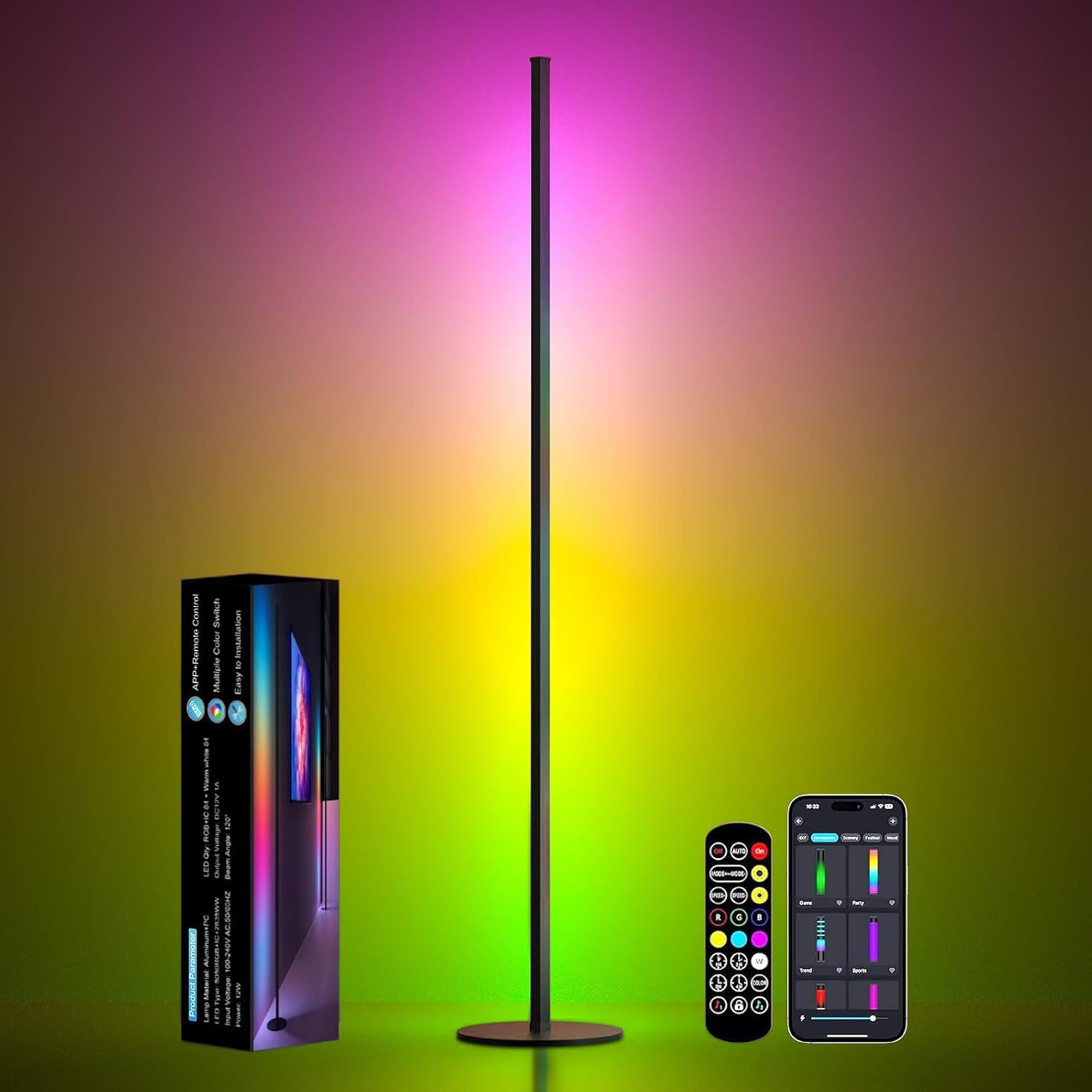RGB Corner Floor Lamp with APP Control and 16 Million Colors