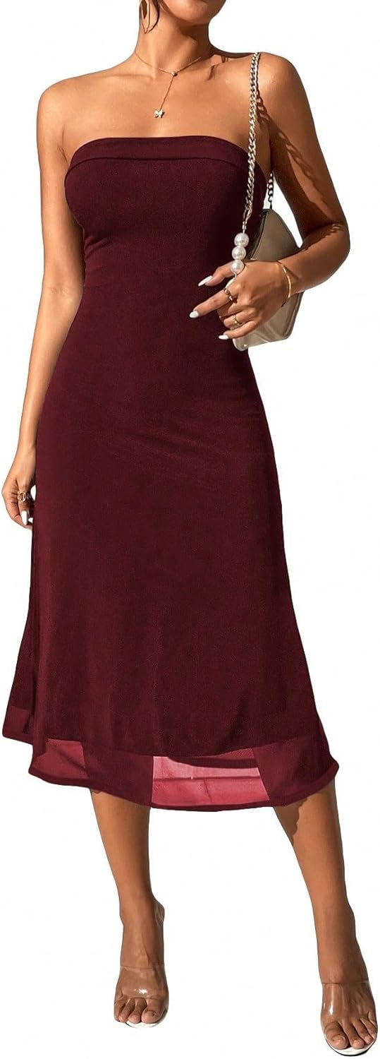 SOLY HUX Strapless Midi Dress: Stunning Sleeveless Style