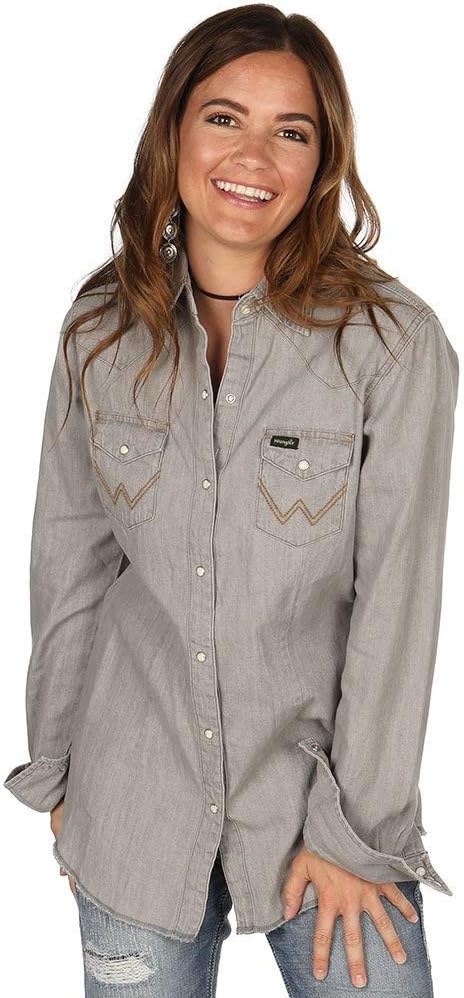 Wrangler Women's Vintage Denim Snap Shirt for Timeless Style
