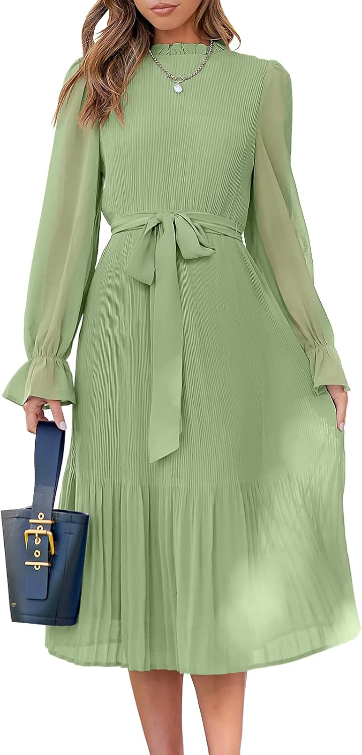 Floral Chiffon Midi Dress for Women - Elegant Summer Style