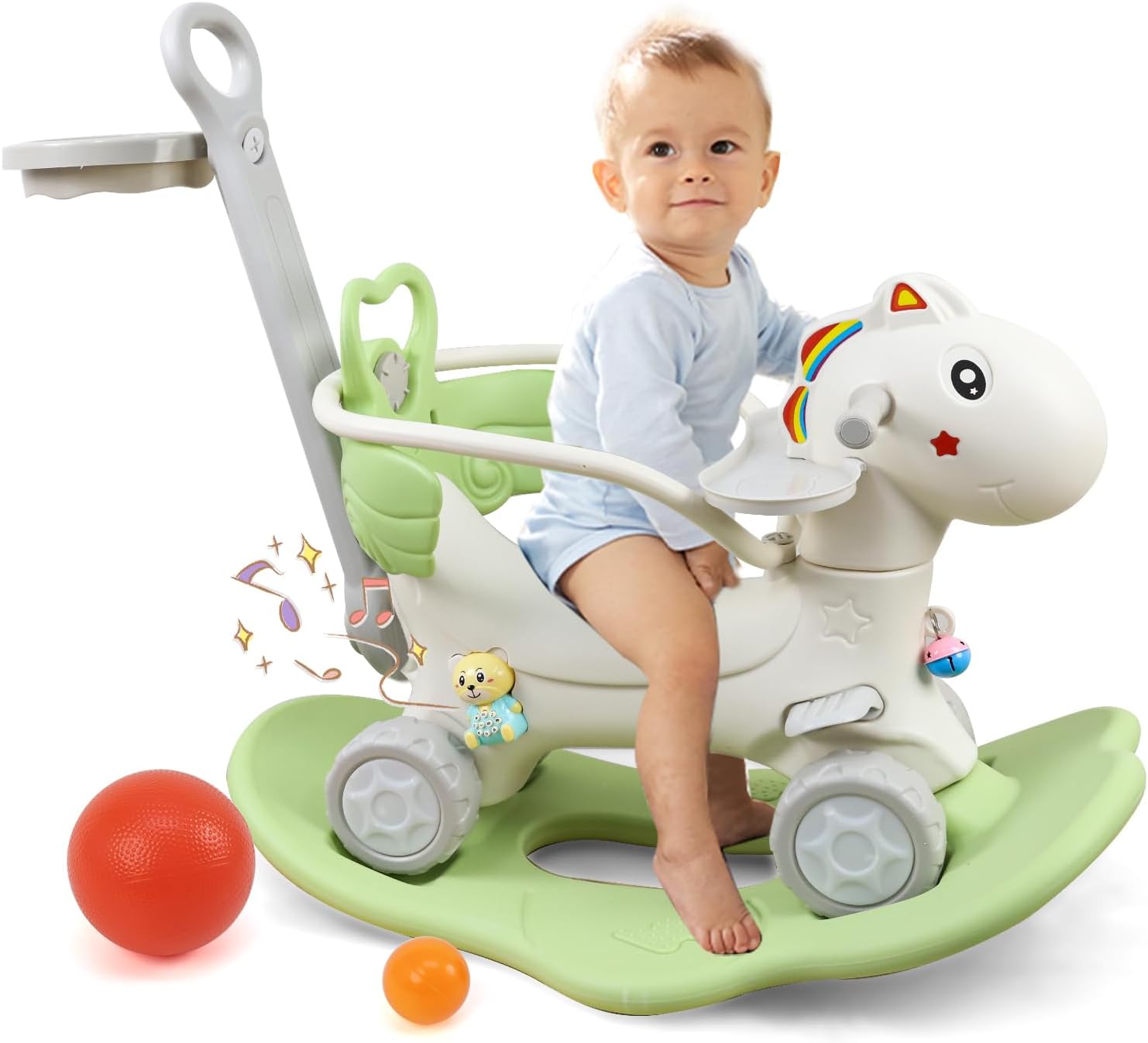 4 in 1 Rocking Horse for Toddlers - Fun and Safe Ride On Toy