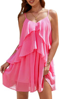 Women's Cocktail Ruffle Tiered Chiffon Mini Dress - Flowy Fit