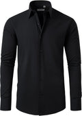 Men's Dress Shirt Regular Fit Stretch Long Sleeve Button Up