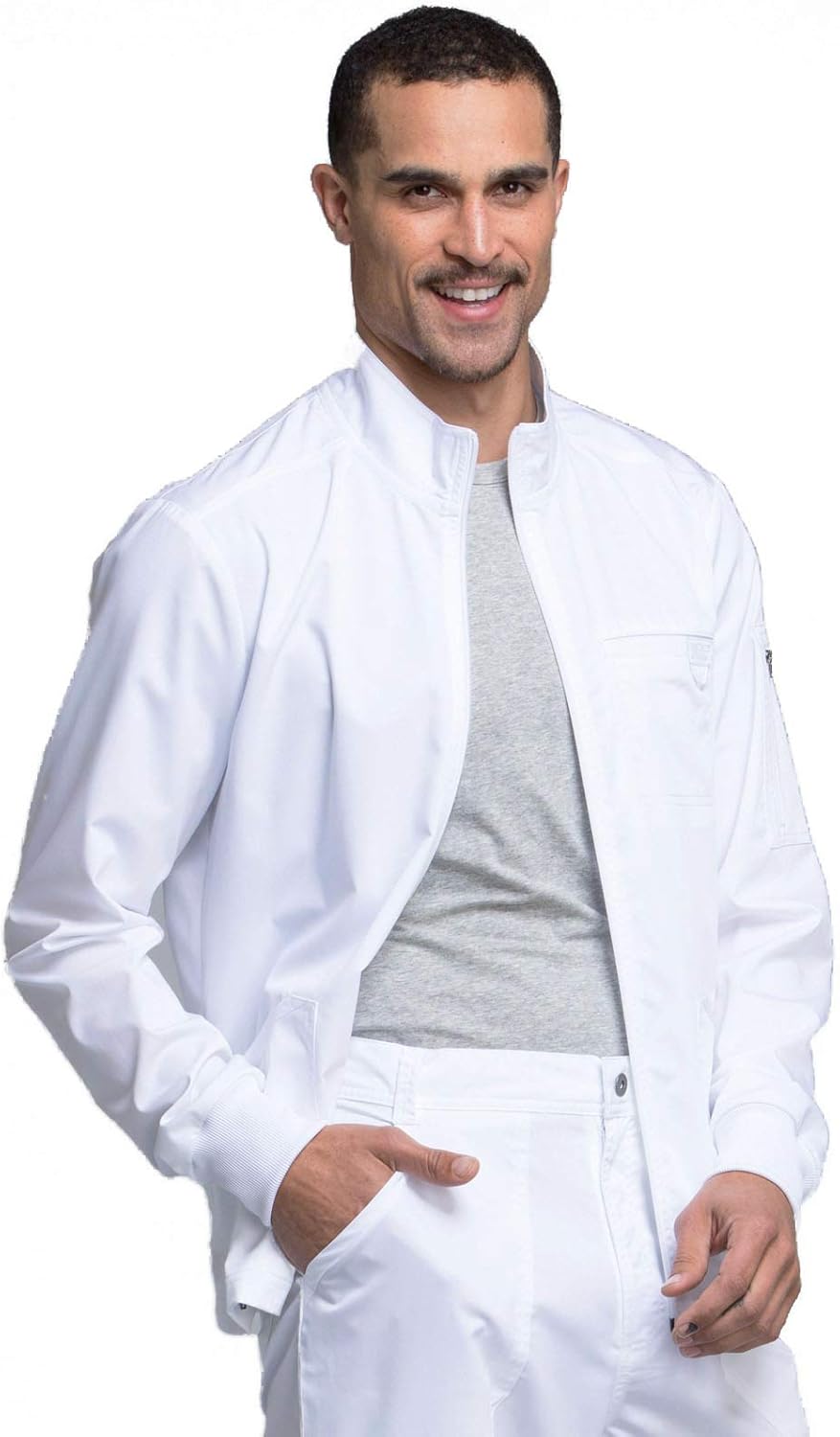Cherokee Men Warm Up Scrub Jacket with Zip Front for Comfort