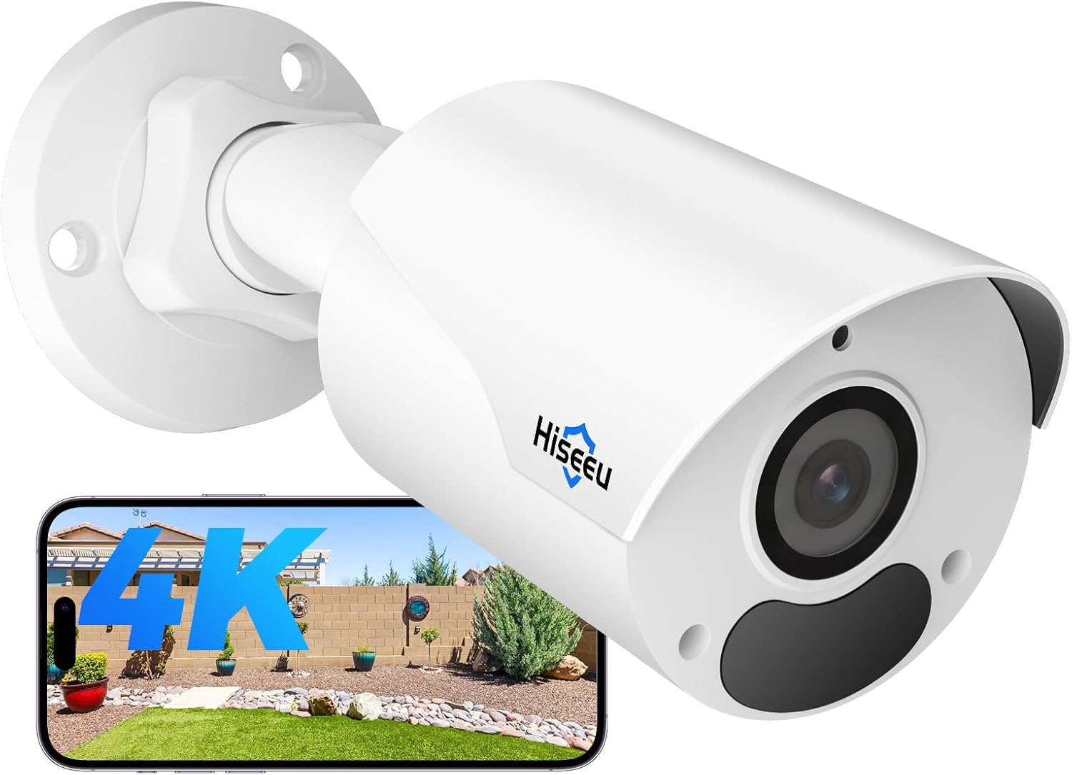 4K PoE Security Camera with 121 Wide View Angle and Night Vision