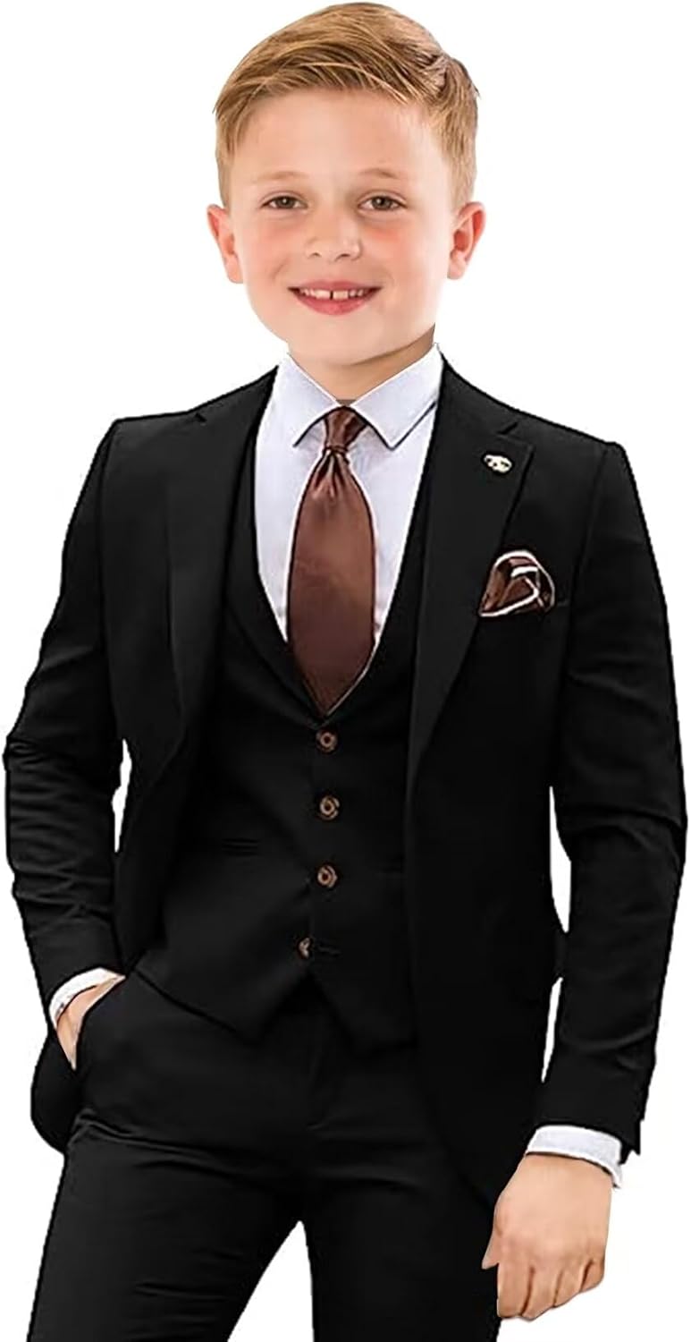 Boys Suit 4 Piece Slim Fit Tuxedo Outfit for Weddings and Parties