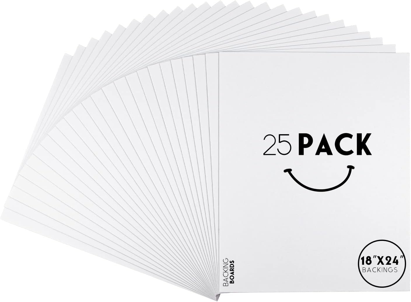 25 Pack 18x24 Bright White Backing Boards for Photos and Art