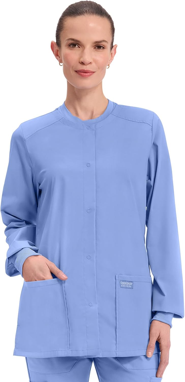 Cherokee Scrub Jacket for Women with 3 Pockets and Stretch