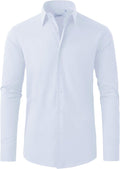 Men's Dress Shirt Regular Fit Stretch Long Sleeve Button-Up