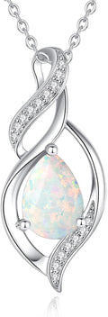 FANCIME Birthstone Teardrop Necklace for Women - Opal Jewelry
