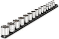 3/8 in Drive 12-Point Socket Set, 15-Piece - Organized Rail