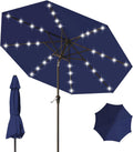 9ft Solar Patio Umbrella Navy - LED Lighted Market Umbrella