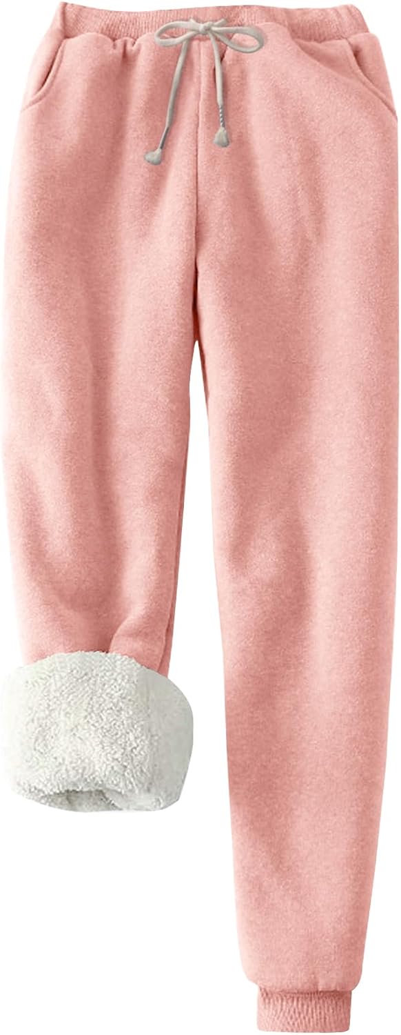 PEHMEA Women's Sherpa Lined Sweatpants for Winter Warmth