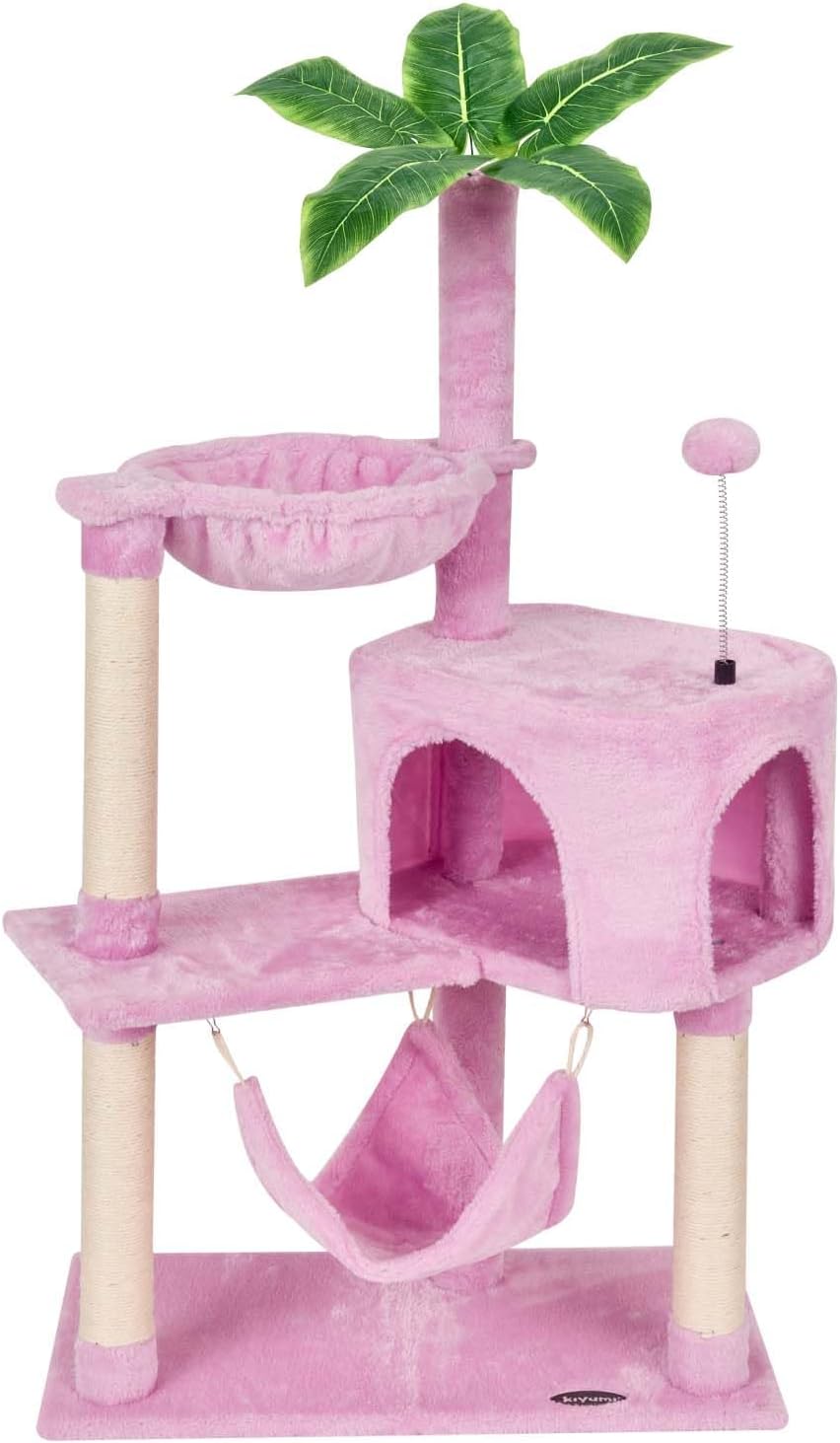 KIYUMI Cat Tree Tower Condo with Hammock and Scratching Post