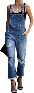 luvamia Women's Casual Stretch Denim Bib Overalls Pants - Comfortable