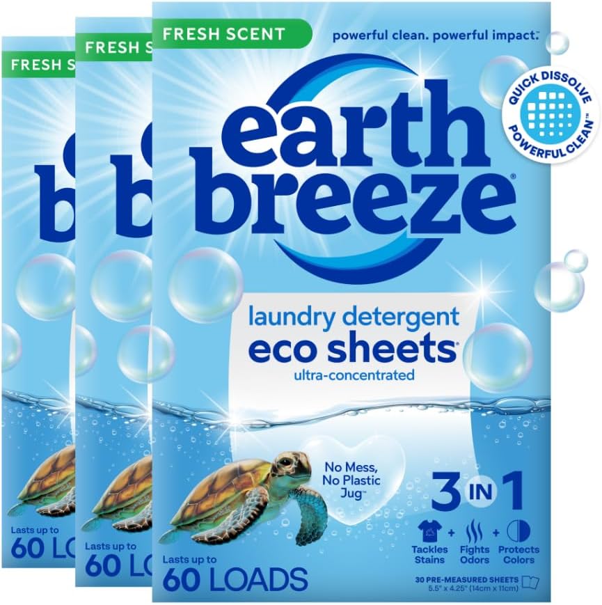 Earth Breeze Laundry Detergent Sheets for Fresh Cleaning Power