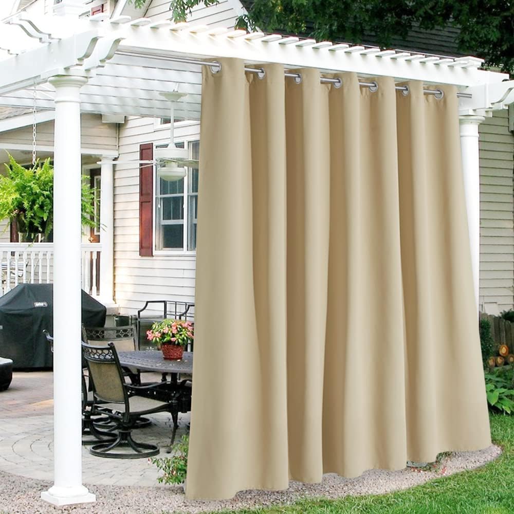 RYB HOME Waterproof Outdoor Curtains for Privacy and Sun Block