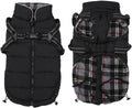 Geyecete Winter Warm Coat Waterproof Dog Jacket with Harness - Black L