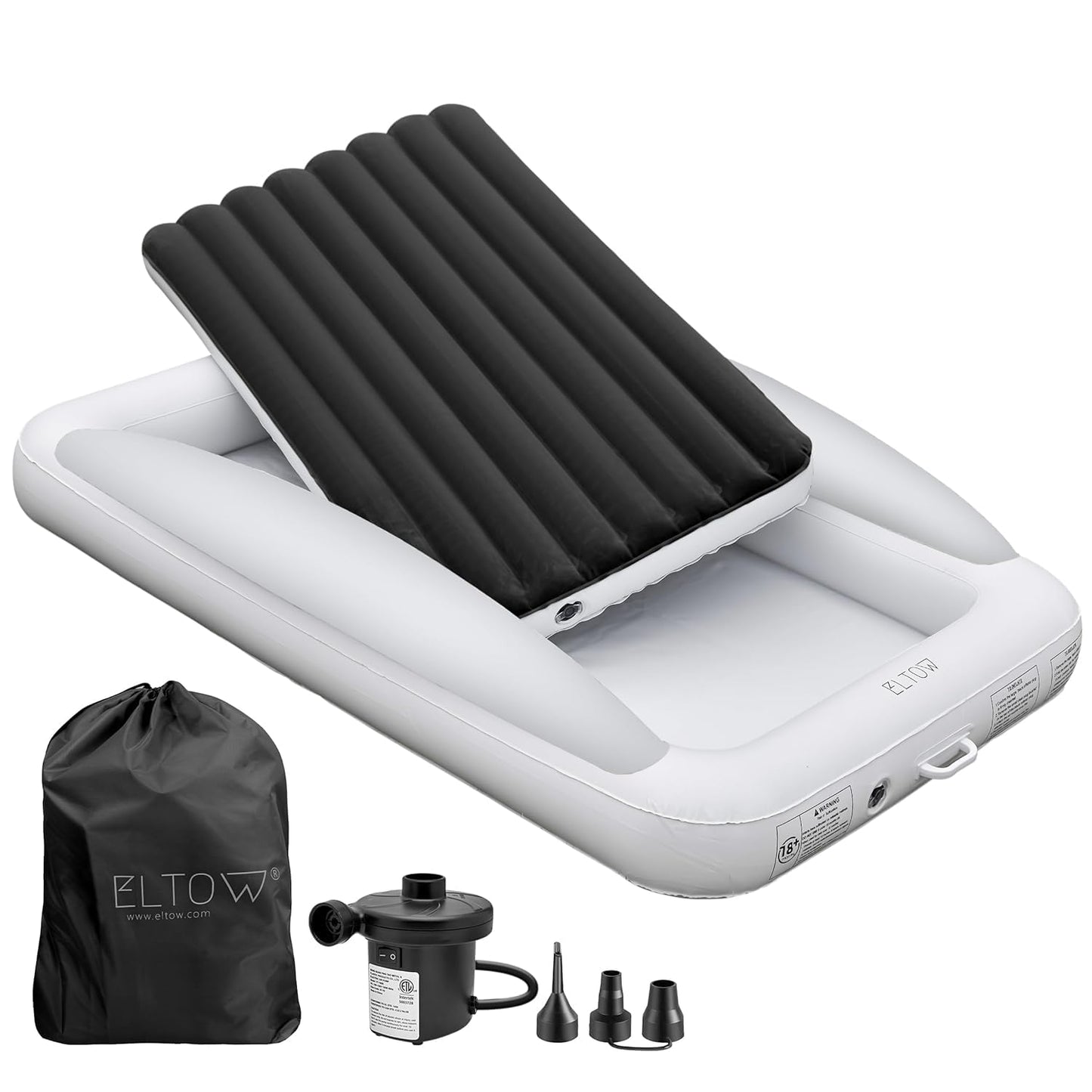 Toddler Blow-Up Mattress with Safety Bumpers for Travel
