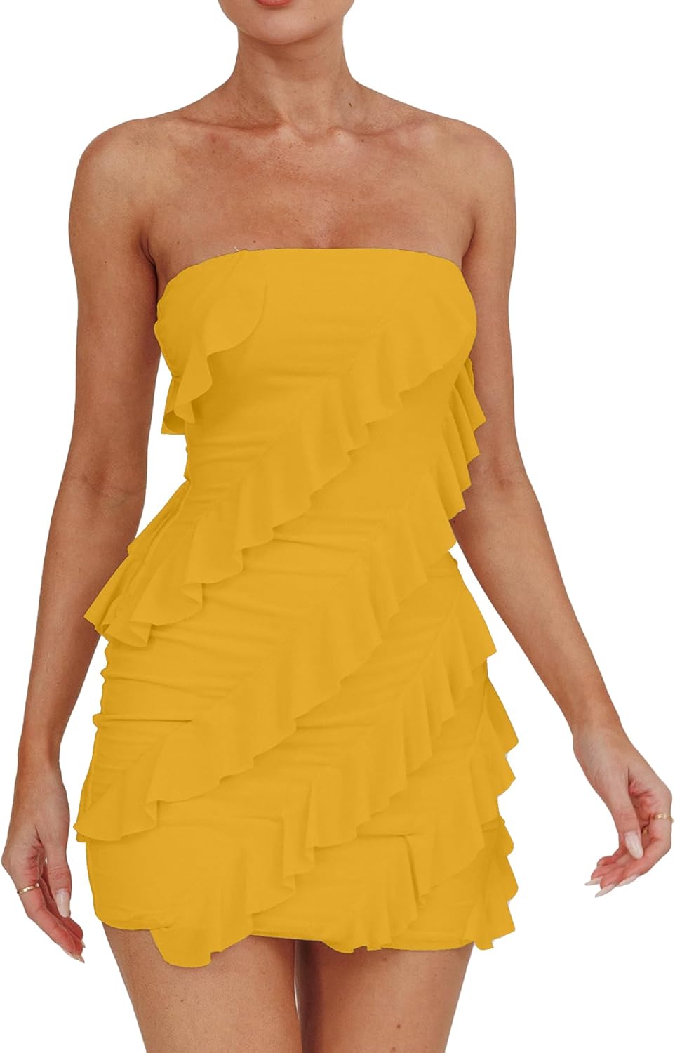 Sexy Strapless Tube Top Bodycon Mini Party Dress for Women