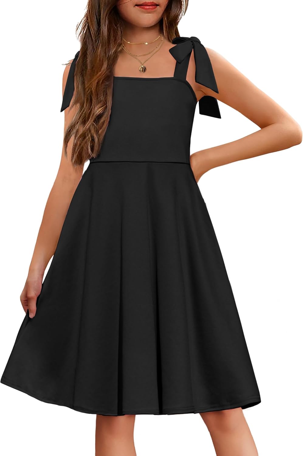 Arshiner Girls Summer Dress with Tie Straps for Parties