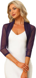 Sheer Mesh Cropped Shrug 3/4 Sleeve Bolero - Elegant Cover-Up