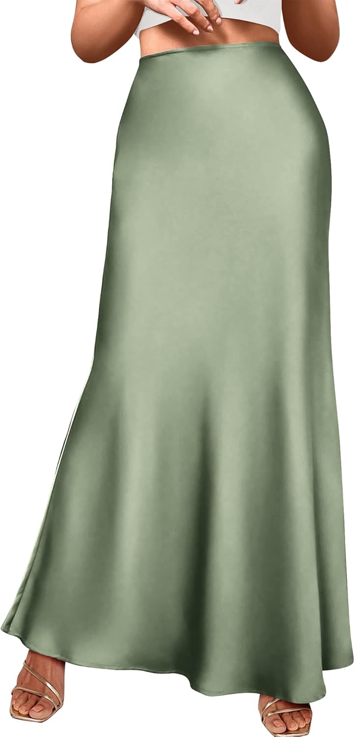 BTFBM Womens Fall Skirts High Waisted Mermaid Maxi Skirt