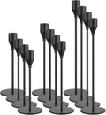 Black Taper Candle Holders Set of 12 - Sturdy Metal Candlesticks