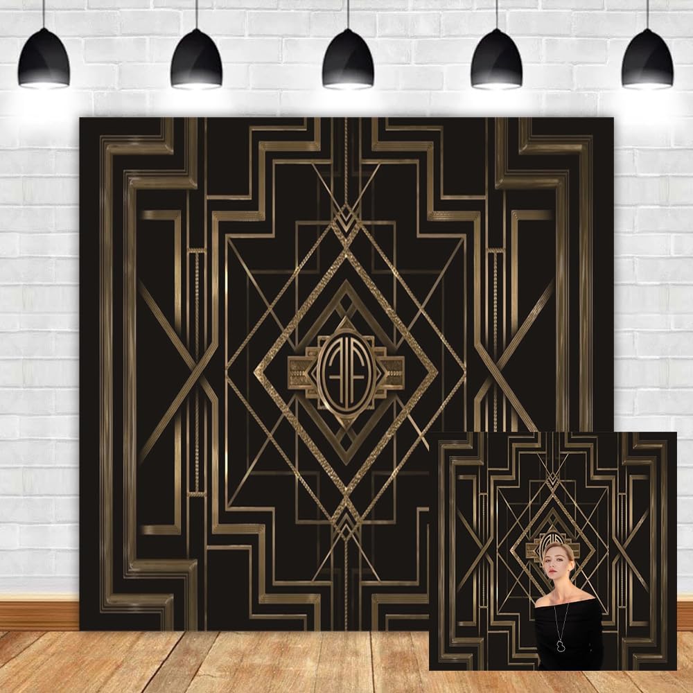 Leyiyi 8x8ft Black and Gold Birthday Photography Backdrop
