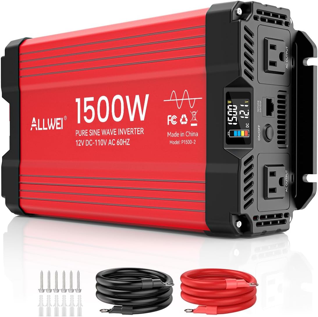 1500W Pure Sine Wave Inverter for RVs, Trucks, and Boats