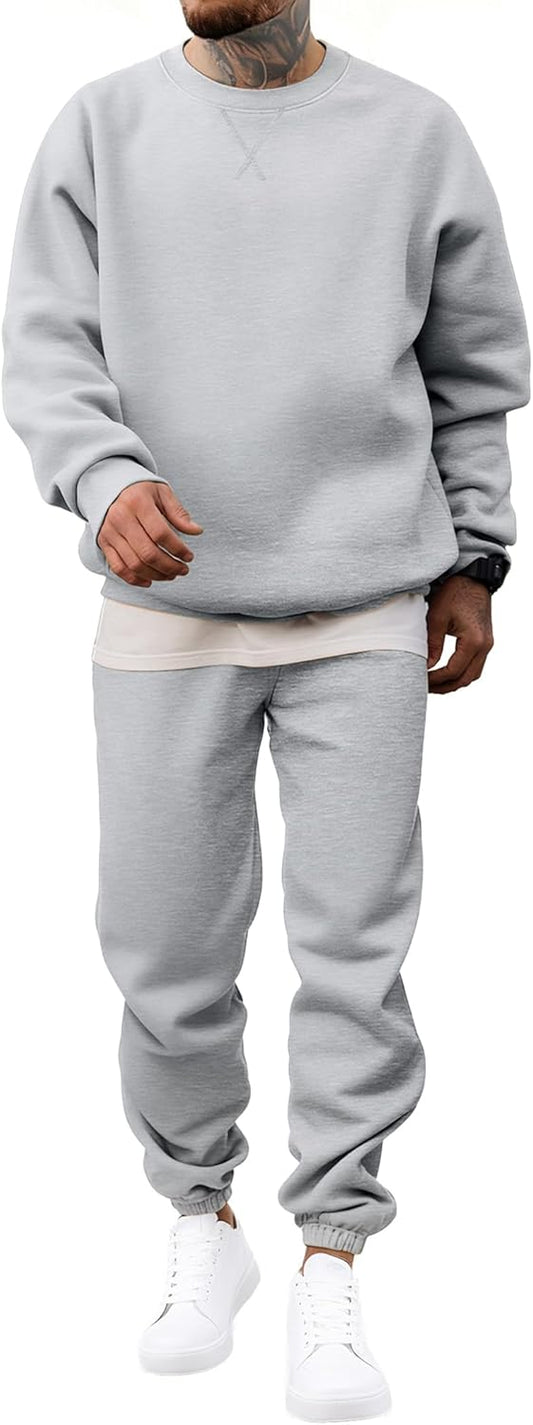 JMIERR Men's 2 Piece Outfits Crew Neck Sweatshirt Tracksuit Set