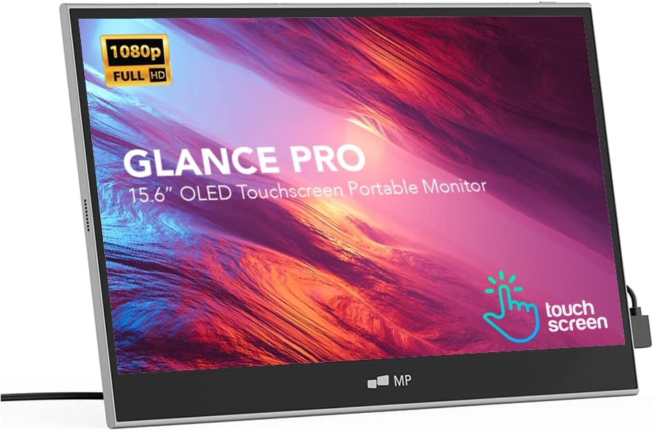 Portable 15.6 OLED Touchscreen Monitor - FHD 1MS, HDMI USBC, Battery & Speaker