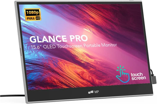 Portable 15.6 OLED Touchscreen Monitor - FHD 1MS, HDMI USBC, Battery & Speaker