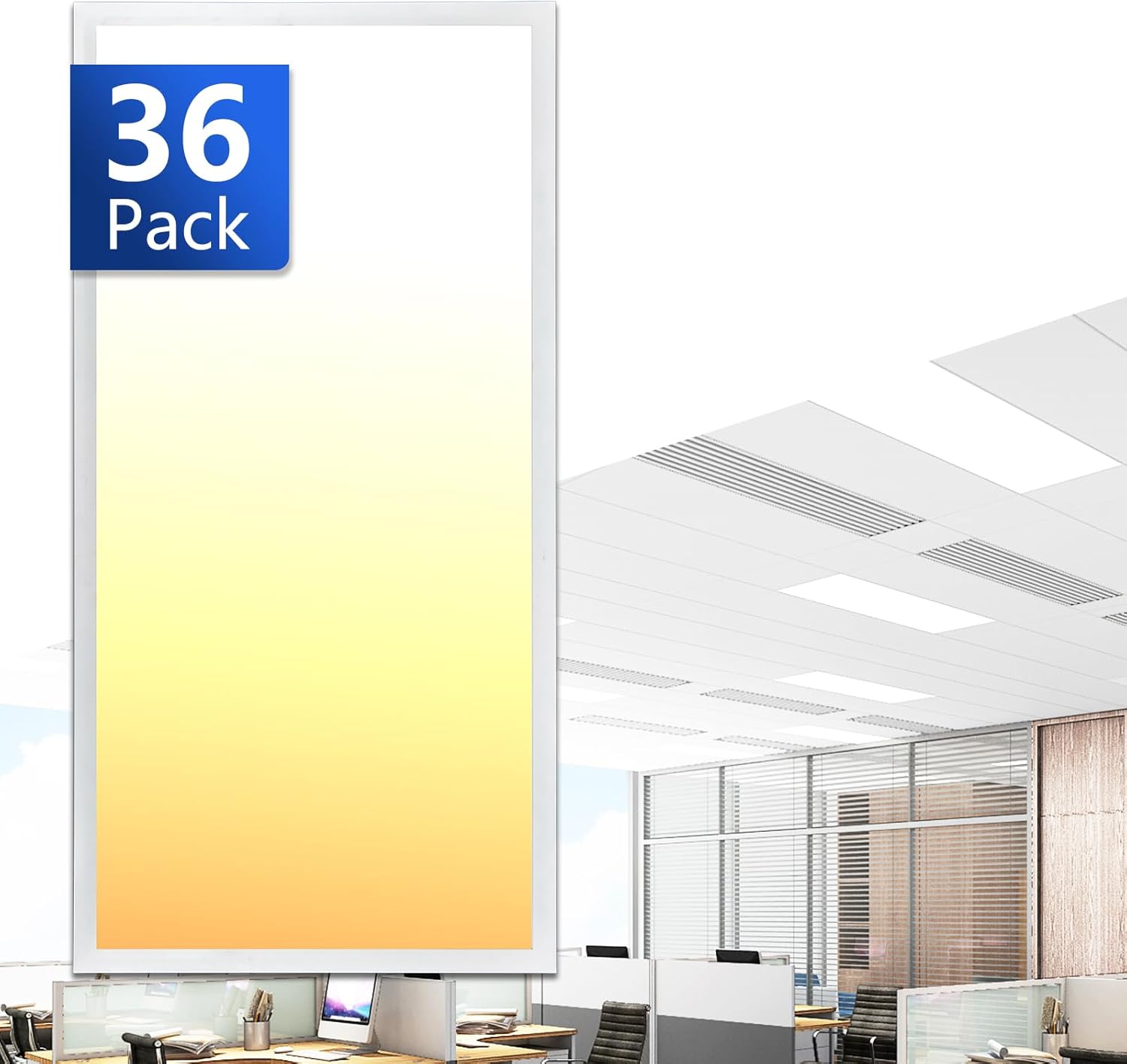 2x4 LED Drop Ceiling Light Fixture for Bright, Adjustable Lighting