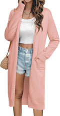 Open Front Maxi Knitted Cardigan for Women - Lightweight Long Duster
