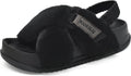 KuaiLu Womens Fuzzy Criss Cross Platform Slippers - Cozy Arch