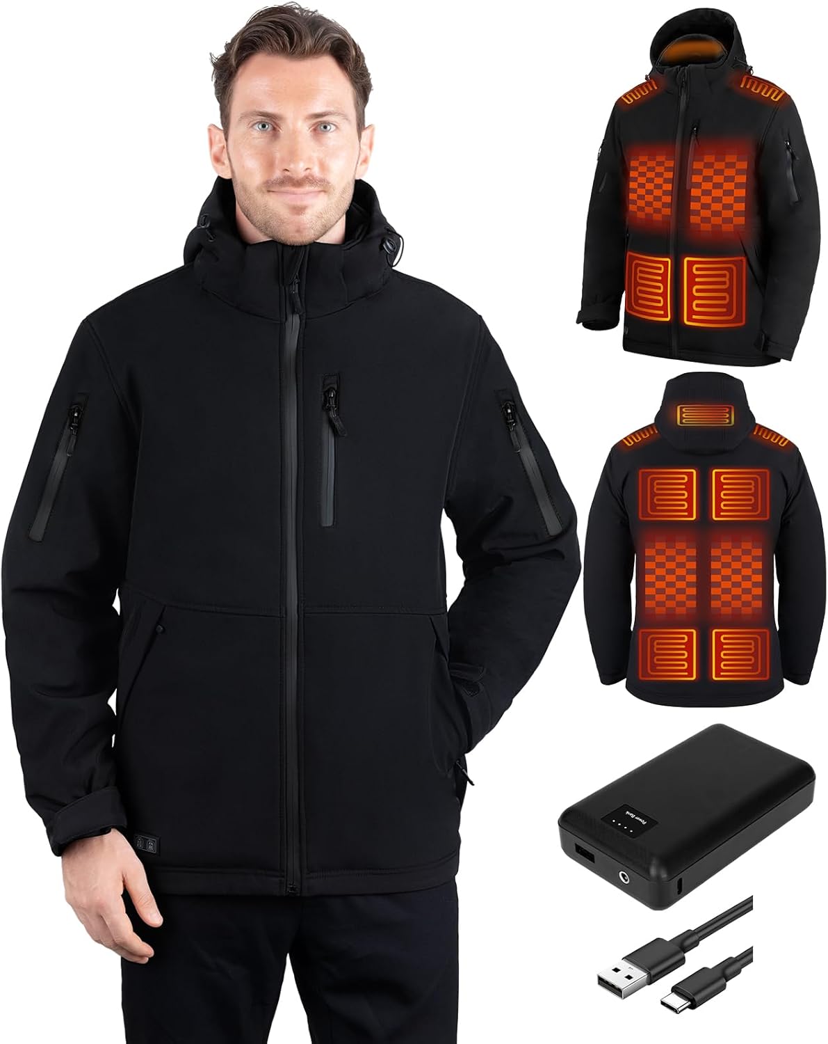 Heated Jacket for Men with 15 Heating Zones for Winter Comfort